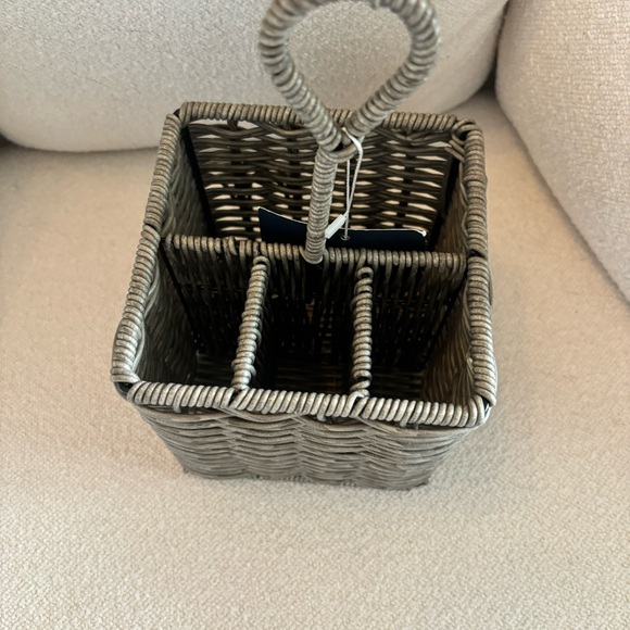 Nautica Woven Silverware Utensil Holder Caddy w Handle 4 Sections - Picture 4 of 7
